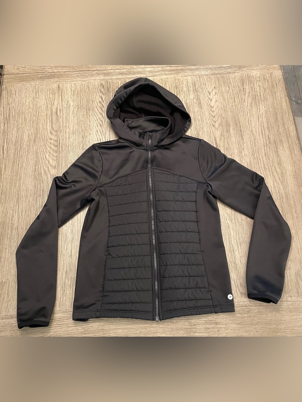 Avis girls hooded coat, XL (14-16), black, like new.